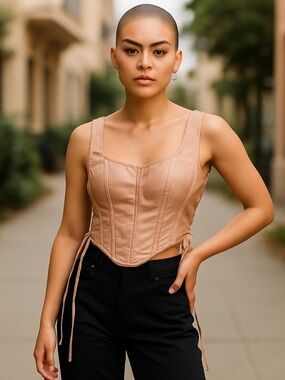 Halfheart Side Lace Up Bustier Crop Going Out Top Sexy Renaissance Feminine M